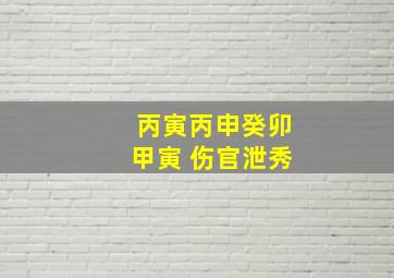 丙寅丙申癸卯甲寅 伤官泄秀